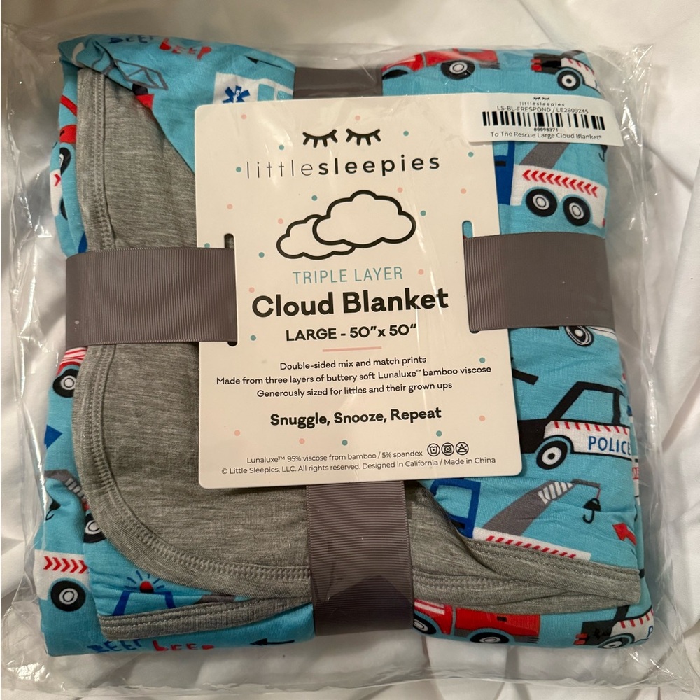 NEW Little Sleepies cloud blanket (to the rescue print)